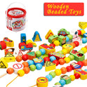 Wooden Beaded Toys Fruits Vegetables Animal Traffic Blocks Beads Toys Children's Early Education Toys Baby Wooden Diy Toys