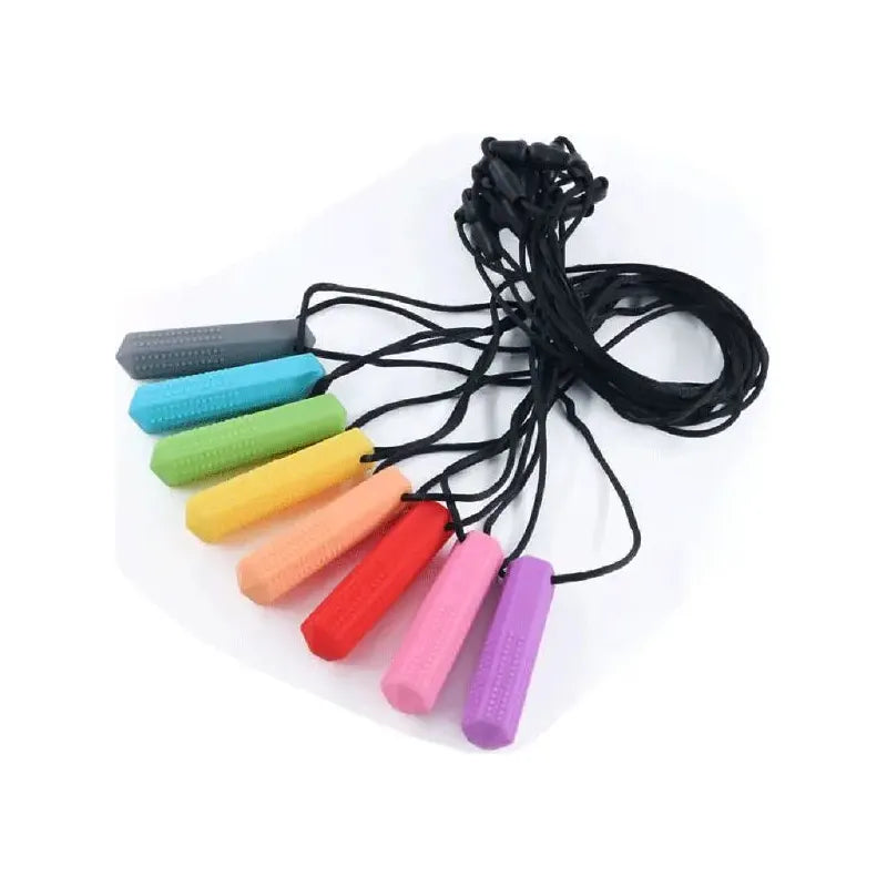 Baby Silicone Teether Kids Chew Necklace Sensory Chewy Pendant Teething Toys for Autism ADHD Special Needs - JoyfulJive