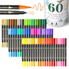 Vibrant 60-Color Dual Tip Brush Pen Set