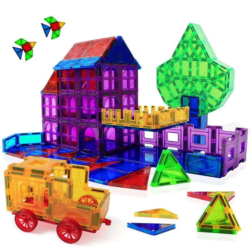 112PCS Magnetic Tiles Big Size Magnet Construction Building Blocks Sets Designer Educational Game Toys For Kids Best Gifts