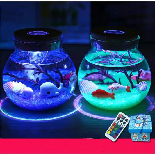 Whimsical RGB LED Night Light Aquarium Lamp for Kids - 13 Color Options for Bedside Decor and Gifts