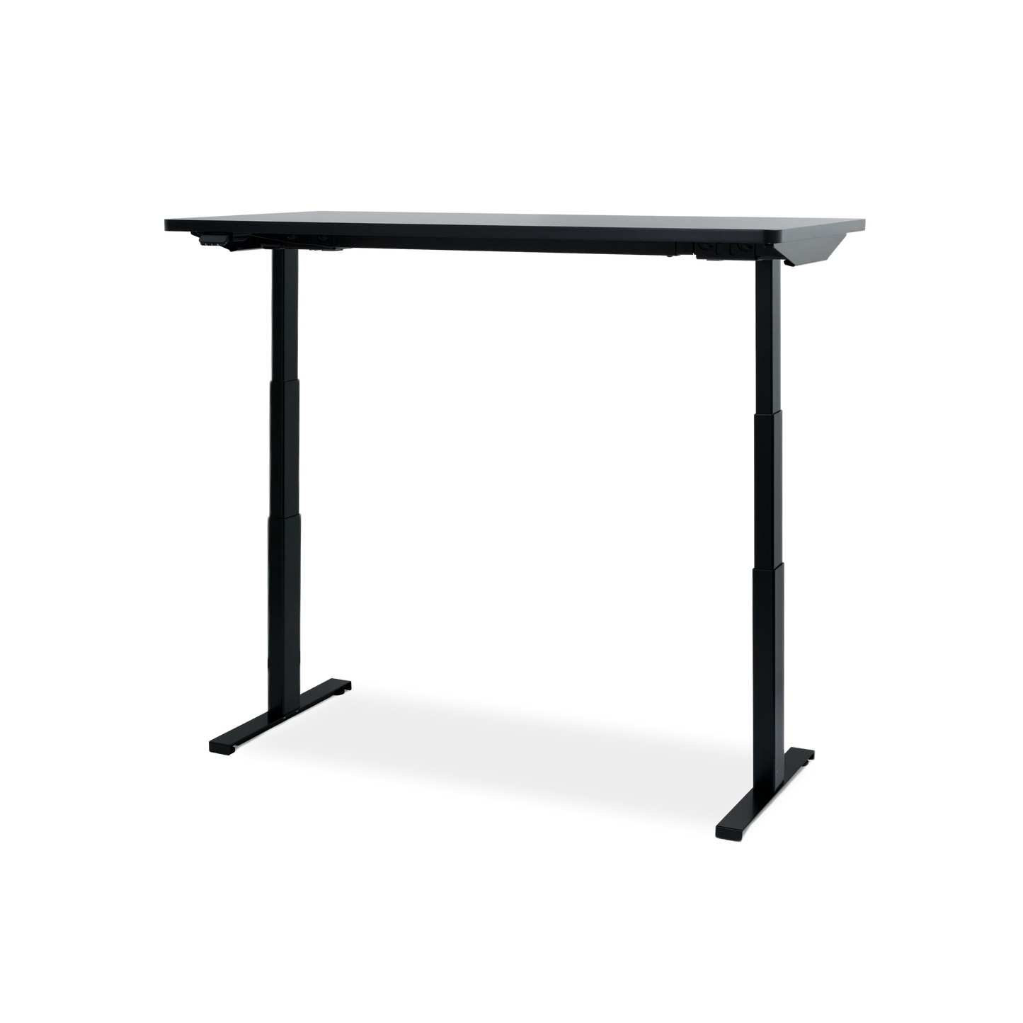 The Hexcal Elevate Standing Desk features a modern black design with a rectangular tabletop and adjustable legs, shown against a plain white background.