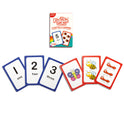 Counting & Numbers Card Pack – CHOOSE Act Edition deck featuring six sample cards displaying numbers one through three alongside illustrations of a butterfly, two bees, and three ants for number recognition.