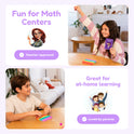 A collage of children using fidget toys with the Multiplication Card Pack – CHOOSE Act Edition at a table, with text overlays: Fun for Math Centers, Teacher-approved, Great for at-home learning, and Loved by parents.