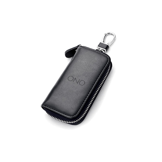 The ONO Roller Premium Keychain Case is a black leather zipper pouch with a silver clasp and ONO embossed on the front—ideal for keeping your ONO tools secure in style.