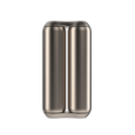A sleek, metallic cylindrical object with two parallel columns joined side by side—the ONO Roller Titanium—ideal as desk decor or a premium fidget accessory, set against a white background.