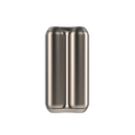 A sleek, metallic ONO Roller Titanium with two parallel rounded columns joined vertically—ideal as modern desk decor or a stylish fidget accessory.