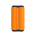 The ONO Roller Soft Touch Plastic, in orange, features two vertically joined cylindrical sections with black caps. This silent fidget toy offers stress relief as a smooth roller and is shown against a white background.