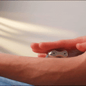 A hand glides the ONO Roller Steel shaver smoothly over a forearm, removing hair in straight strokes. The close-up highlights the shaver and hand set against a soft, neutral background.