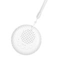 The white 10 Songs White Noise Sound Machine is a portable baby sleep machine with soothing sounds, volume control, built-in rechargeable battery, and a convenient lanyard—ideal for restful sleep or relaxation.