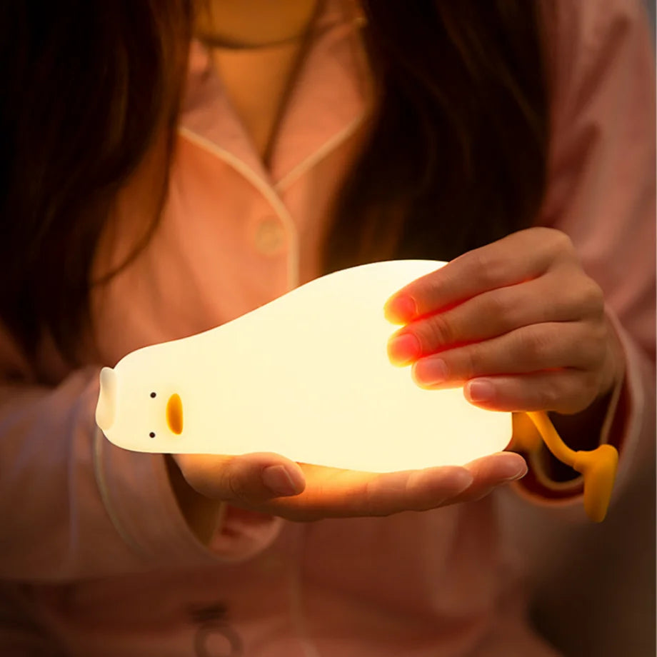 Rechargeable Silicone Duck Night Light for Kids - Creative LED Lamp for Bedroom Decor and Holiday Gifts