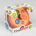 The Pop Fidget Toy Gyro from China is a peach-colored, round fidget toy with colorful buttons and metal balls, visible through clear packaging. Designed for kids 3+, it features a spring mechanism and rubber tire—ideal as a birthday or classroom prize.
