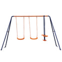 The Durable Double Swing Set Garden Swing with 1 Seesaw Set for Children creates a fun play area, pairing perfectly with an outdoor kids tent or play tent to inspire imaginative adventures in your backyard.