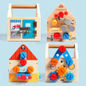 Montessori Wooden Busy House for Kids - Fine Motor Skills Development Tool and Multifunctional Activity Board