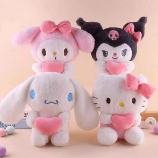 The 22cm Sanrio Hello Kitty Kuromi Pillow KT Plush Toy is a soft, adorable stuffed animal—perfect as a gift for girls or to add to any Sanrio plush toy collection.