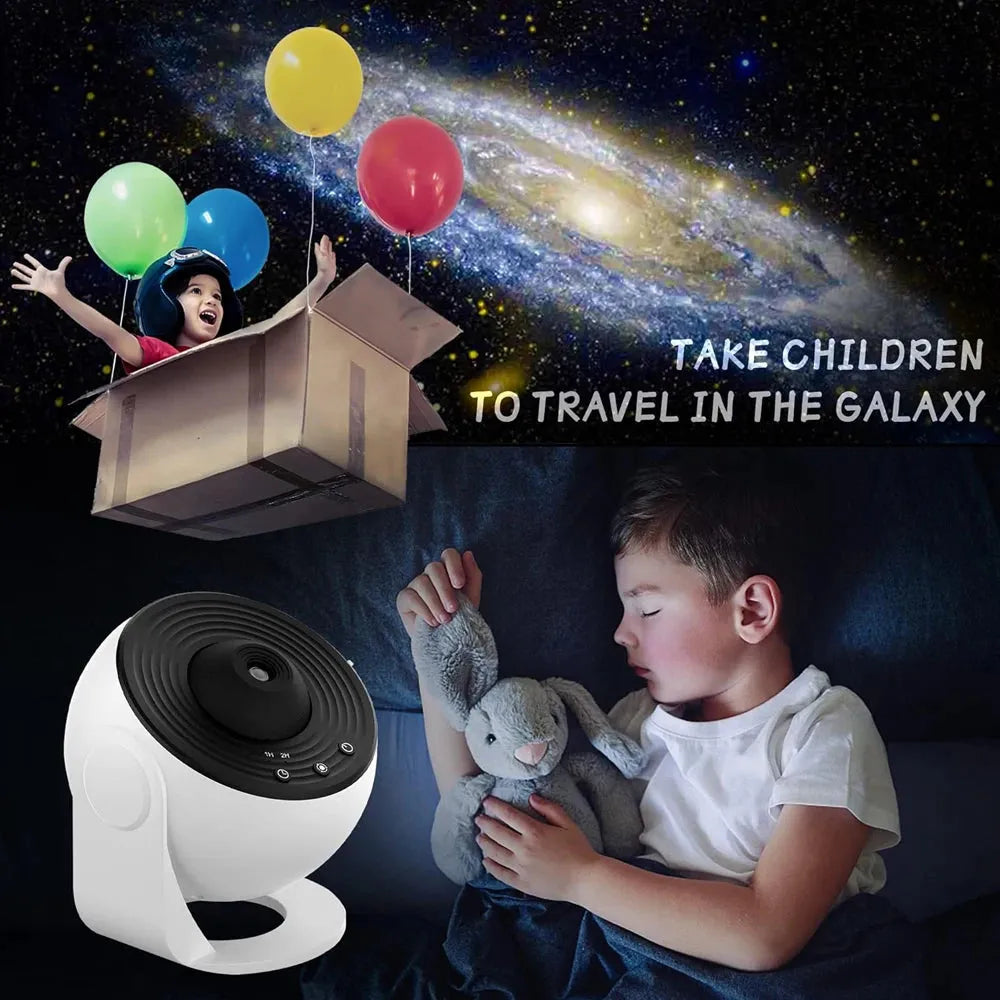 Rotating Starry Sky Projector Night Light with 12 HD Galaxy Discs for Bedroom and Home Decor