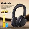The Edifier ES850NB Wireless Headphones are shown in black, featuring Hi-Res audio and LDAC for 3x more detail than standard codecs. A graph compares LDAC’s 990 kbps to SBC’s 328 kbps, highlighting superior sound quality.