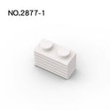 The 50 Pcs MOC Parts 2877 Brick Modified 1x2 with Grille Fluted Profile in white are compatible with Lego, featuring horizontal ridges and two studs—perfect for building creativity and fine motor skills.