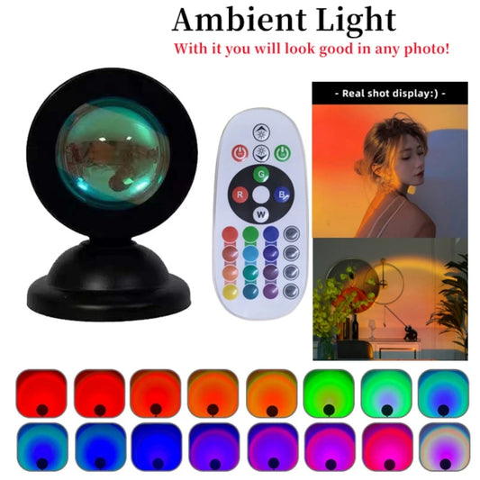 Enchanting RGB Sunset Projection Table Lamp - Mood Enhancing Atmosphere Light for Home Decor and Gifts