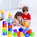 Baby Bathroom Hourglass Stacking Cup Montessori Educational Intelligence Gift Toys Stacking Ring Tower Infant Bath Play for Kids