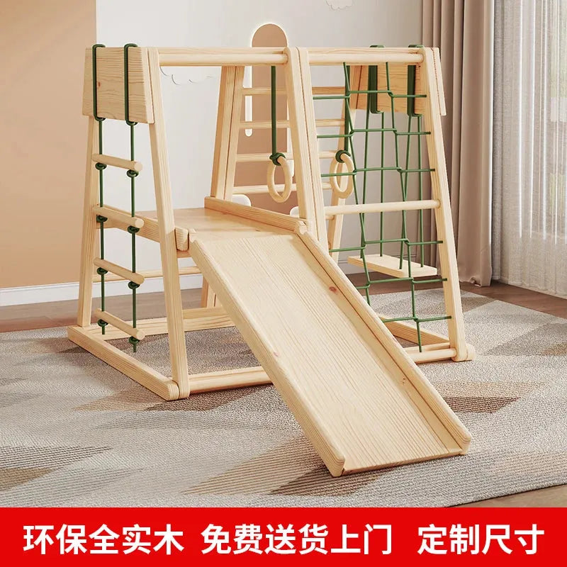 Indoor Wooden Climbing Frame for Kids with Slide and Swing - Sensory Play Set for Development and Fun