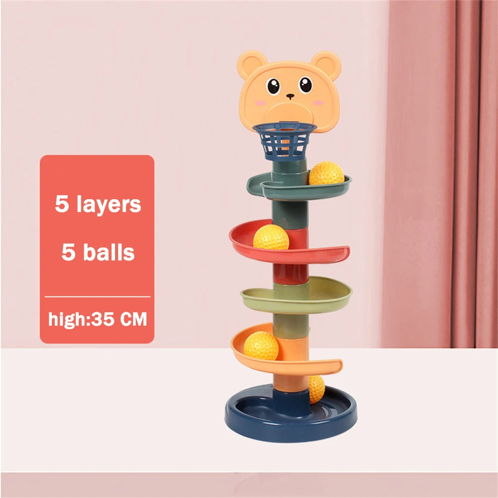 Baby Toys Rolling Ball Pile Tower Early Educational Toy For Babies Rotating Track Educational Baby Gift Stacking Toy ForChildren