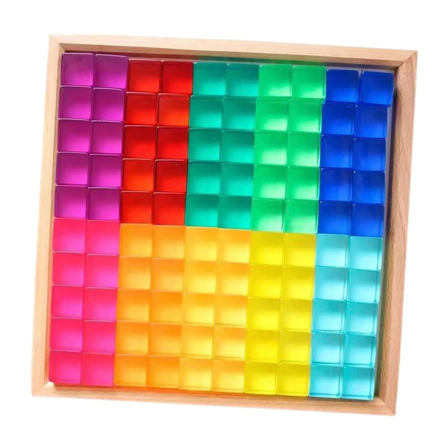 Colorful Rainbow Stacking Blocks Set - Sensory Play Resin Cubes for Kids' Fine Motor Skills Development