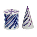 The Impossible Cone Sensory Fidgets Toy features a purple 3D-printed cylindrical piece with a snowflake top and a matching cone pyramid passthrough sculpture, perfect as unique desktop decor or stress relief toys, set on a white background.