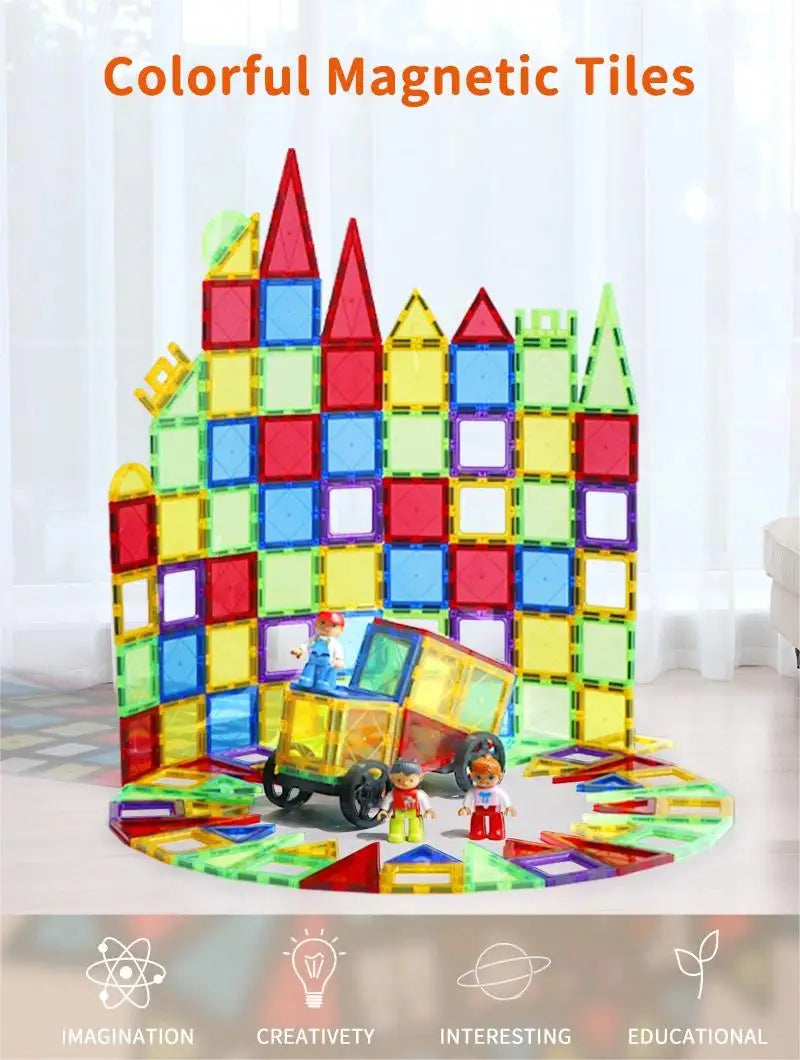 Magplayer Magnetic Building Blocks Construction Set Magnet Tiles Children Montessori Educational Game Toys For Kid Boy Girl Gift