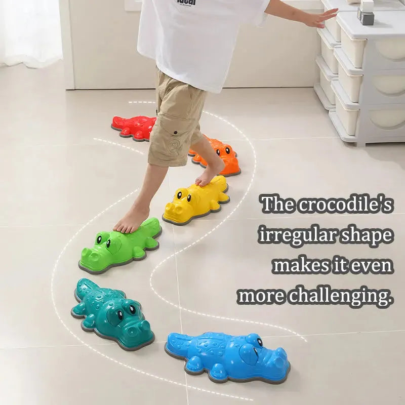 Kids' Crocodile Balance Stones - Montessori Sensory Play Equipment for Outdoor Activities and Social Interaction