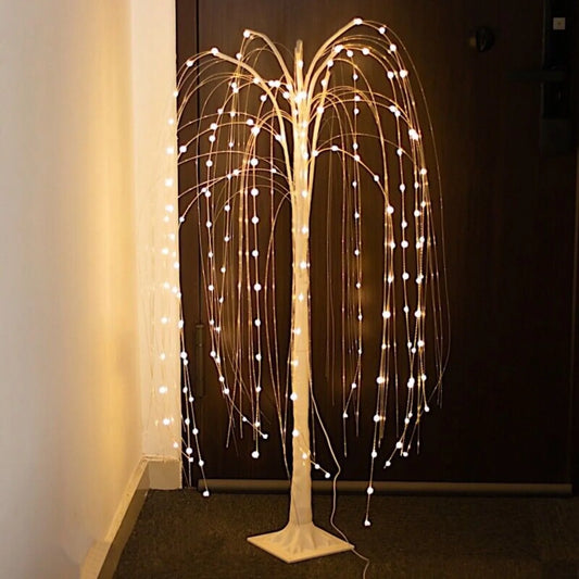 4 ft LED White Weeping Willow Tree - Artificial Fairy Lights for Party Decor