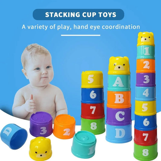 Baby Bathroom Hourglass Stacking Cup Montessori Educational Intelligence Gift Toys Stacking Ring Tower Infant Bath Play for Kids