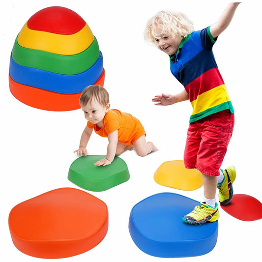 Kid's 5-Piece Outdoor Balance Stepping Stones Set for Coordination and Obstacle Play