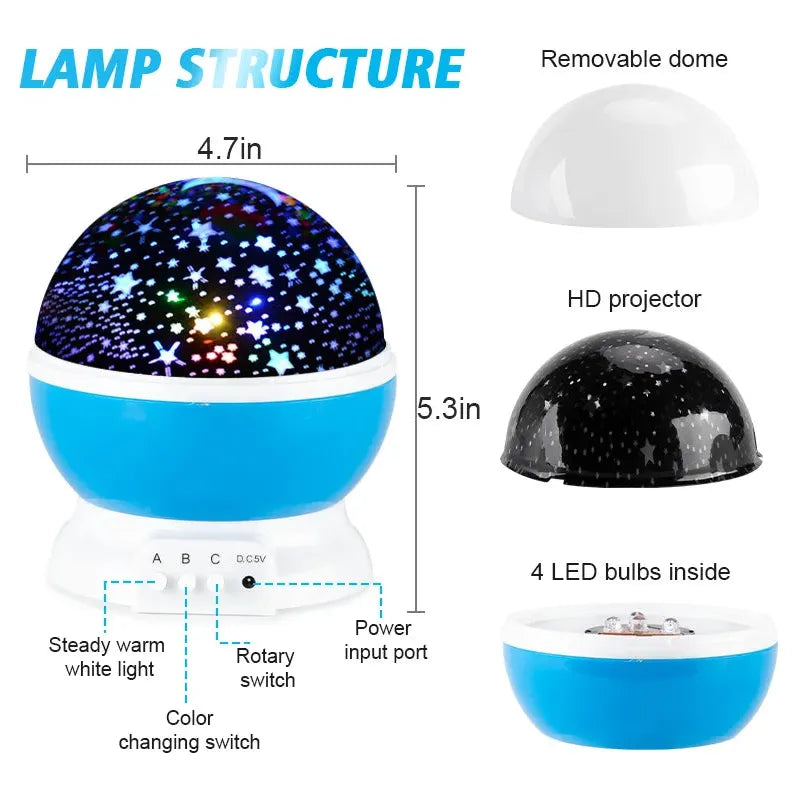 Starry Sky LED Galaxy Projector Night Light - Rotating Planetarium Lamp for Kids' Bedrooms and Gifts