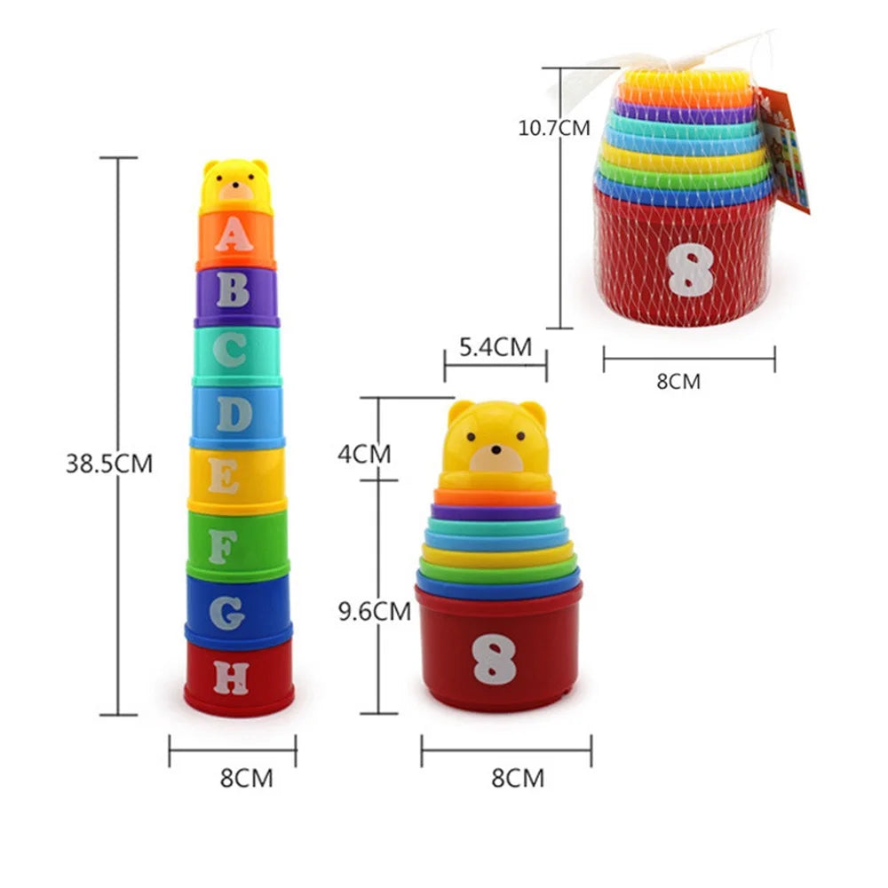 Baby Bathroom Hourglass Stacking Cup Montessori Educational Intelligence Gift Toys Stacking Ring Tower Infant Bath Play for Kids