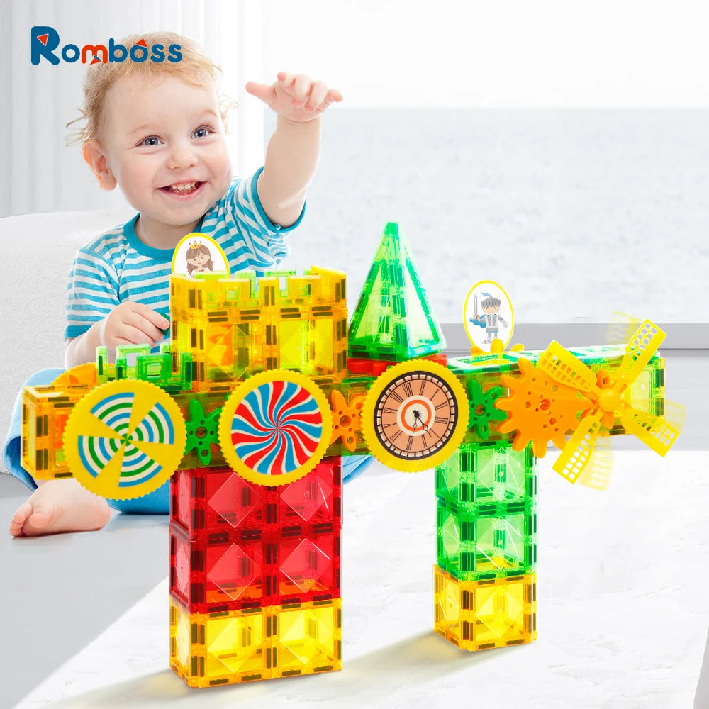 Romboss Creative Magnetic Gear Wheel Building Set - Educational Montessori Construction Toys for Kids