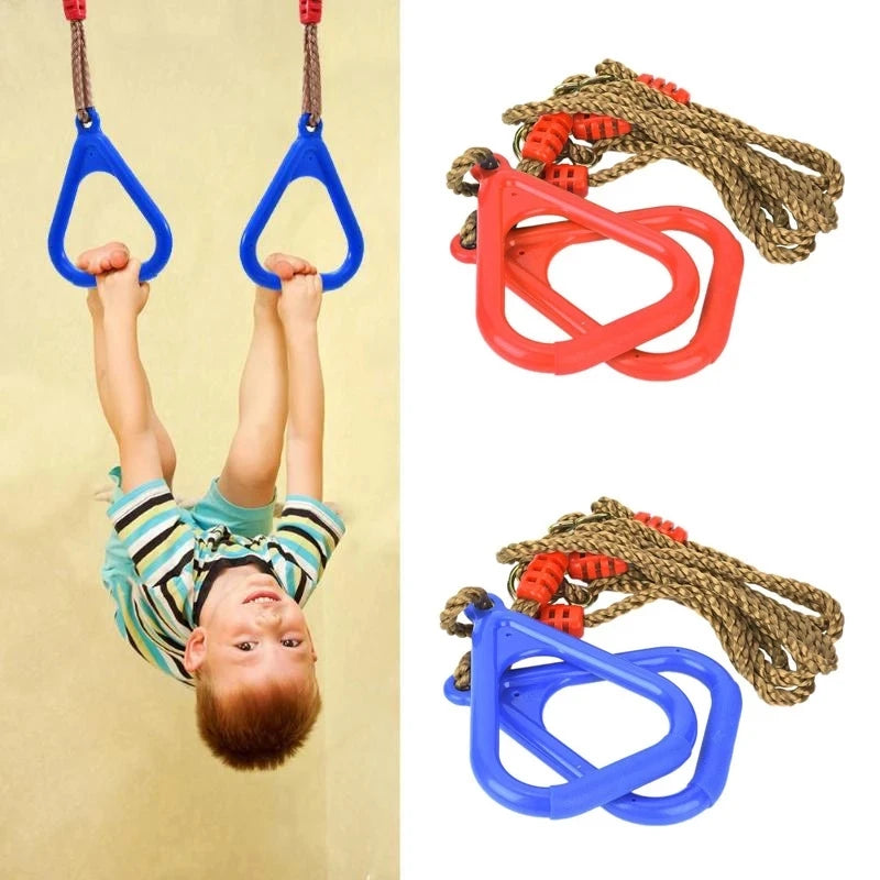 Kids Adjustable Gymnastic Rings for Indoor and Outdoor Play - Sensory Training Swing Set for Backyard Fun