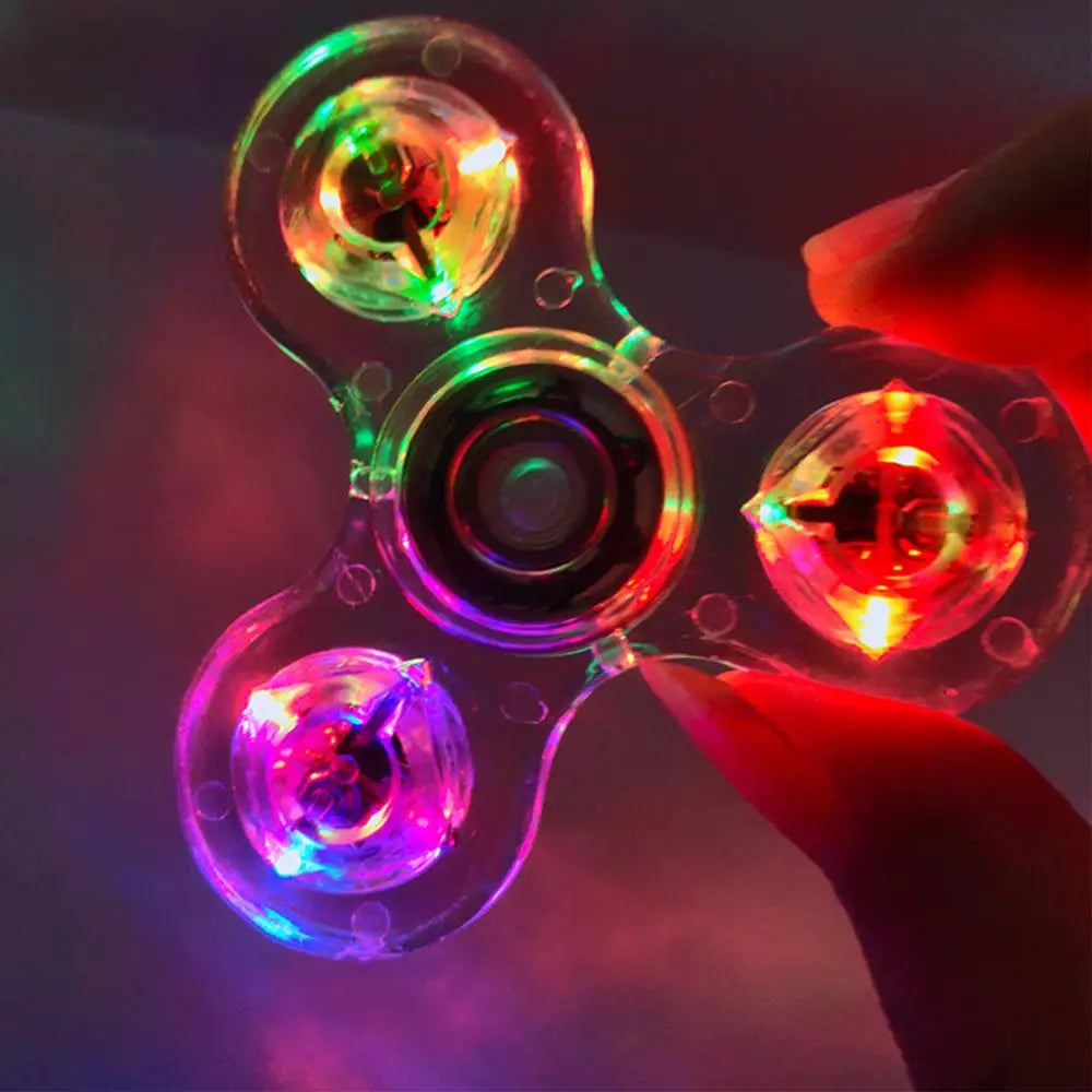 Crystal Finger Spinners Luminous LED Light Fidget Spinner Hand Top Glow In Dark Stress Relief Toys Kinetic Gyroscope For Childs