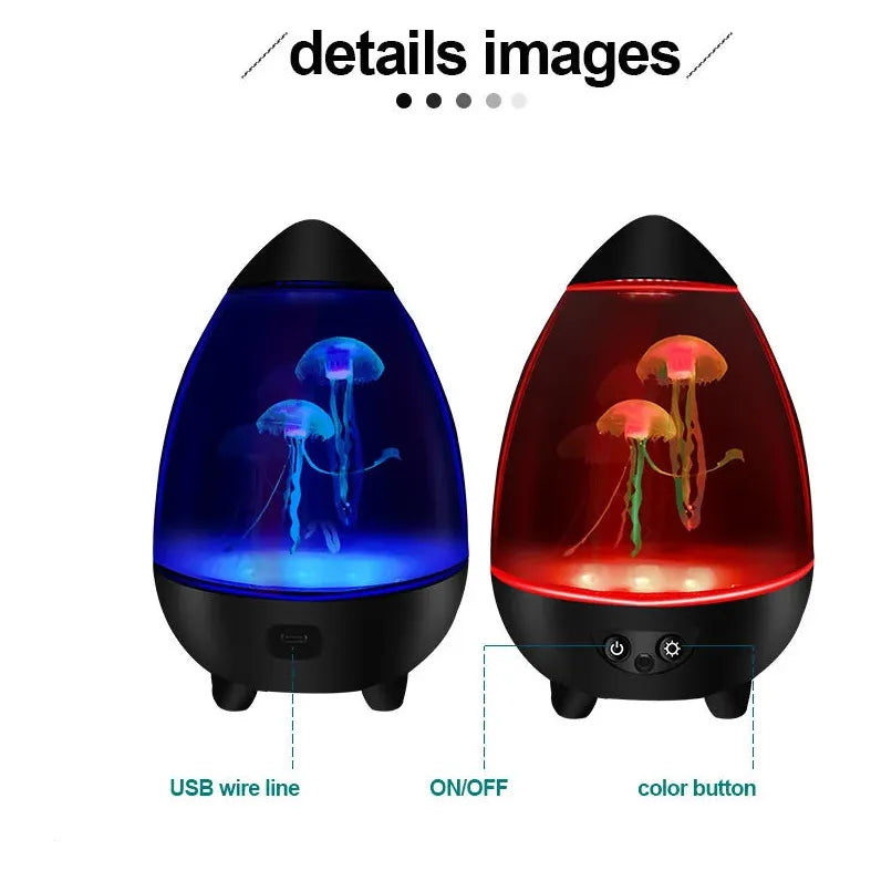 Serene Jellyfish Mood Light - USB Powered Night Lamp for Home and Office Decor