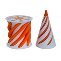 The Impossible Cone Sensory Fidget Toy is an orange, conical 3D-printed stress relief toy with a spiral cut-out design—ideal for kids or office desktop use.