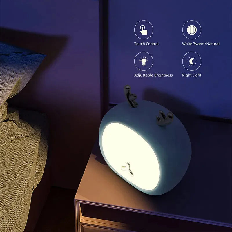 Adorable Rechargeable Deer and Bunny Night Light for Kids – Touch Control Table and Bedside Lamp with Adjustable Brightness