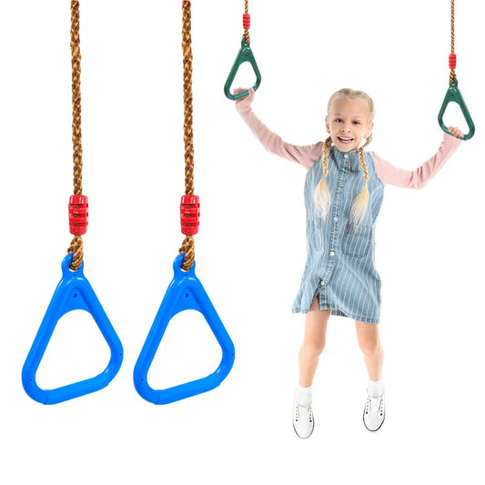 Kids Adjustable Gymnastic Rings for Indoor and Outdoor Play - Sensory Training Swing Set for Backyard Fun