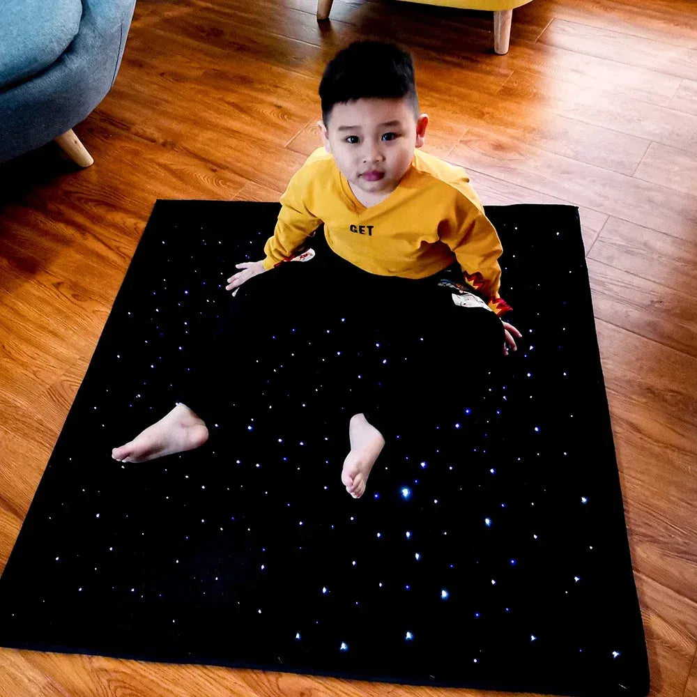 Sensory Fiber Optic Light Mat for Kids - Tactile Educational Rug for Autism Training and Play in Sensory Rooms