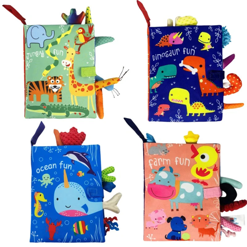 Baby Books Montessori Toys Animal Touch Feel Crinkle Cloth Books Early Learning Soft Stuffed Interactive Sensory Toy For Kids