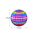 The Magic Flying Ball Mini Toy, a colorful glowing UFO boomerang spinner with automatic obstacle avoidance (9.5 cm), is shown against a white background—perfect for adults and kids as a Christmas gift.