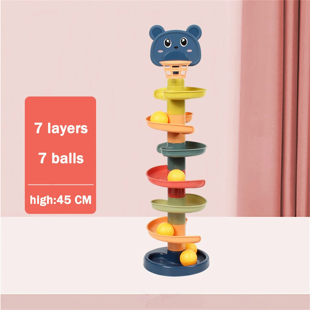 Baby Toys Rolling Ball Pile Tower Early Educational Toy For Babies Rotating Track Educational Baby Gift Stacking Toy ForChildren