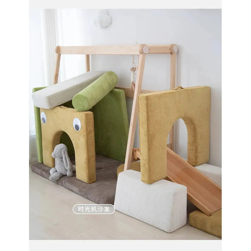 Creative Companion Bed: Solid Wood Children's Pull-Out Bed with Climbing Frame and Swing