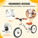 VEVOR 12" Carbon Steel Balance Bike for Toddlers - Adjustable Seat & Handlebar, EVA Foam Tires, Ideal for Boys & Girls Ages 1-5, Max Weight 55 lbs