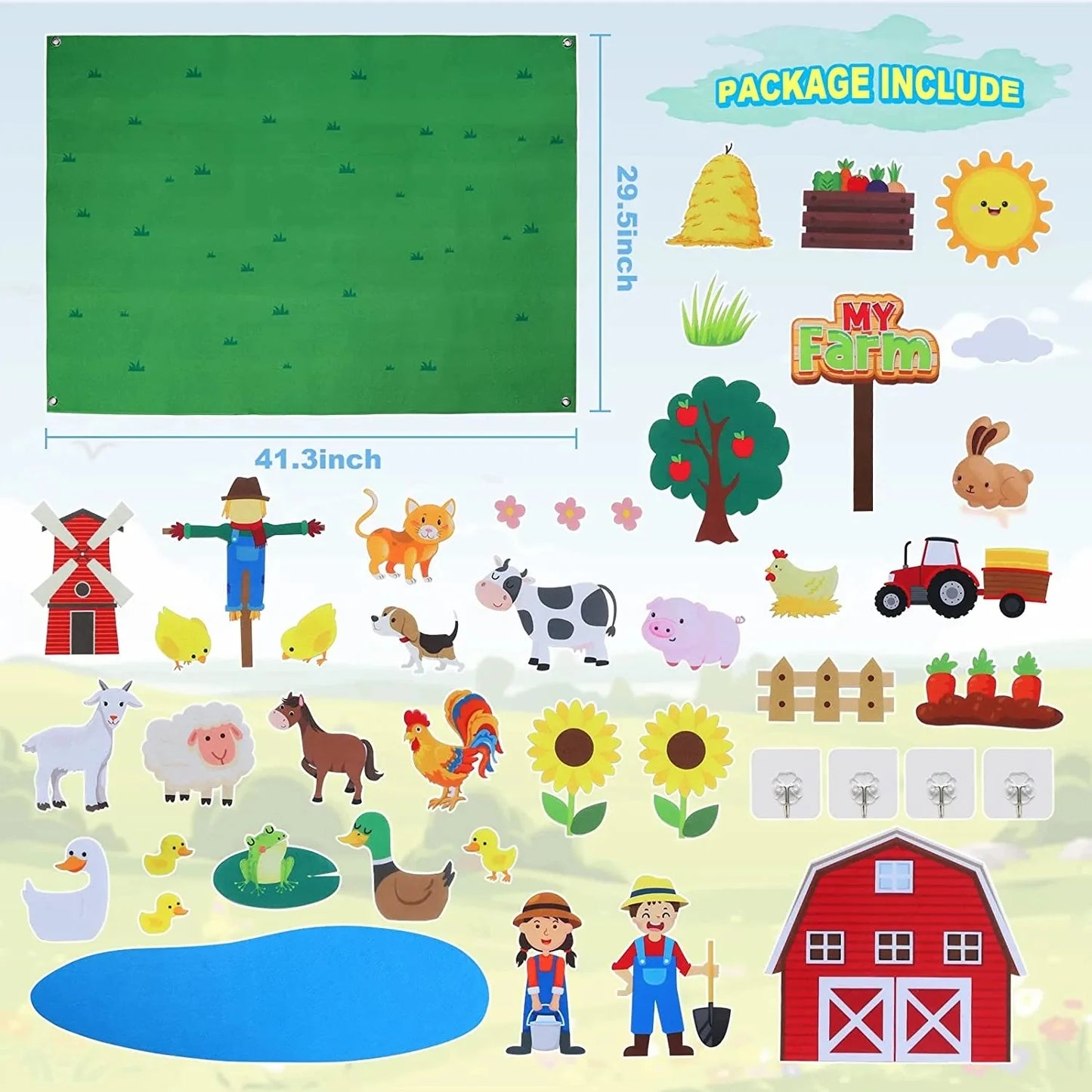 Interactive Farm Animal Storytelling Felt Board Set for Toddlers and Preschoolers - Fun Early Learning Activity