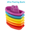 Baby Bath Toys, Stacking Boat & Spoons Toys, Early Education Intelligence Gift, Rainbow Color Stacked Cup Folding Tower Baby Toy